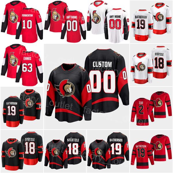 Ottawa Hokey Senatörü 63 Tyler Ennis Jersey'Nhl''2 Artem Zub 31 Anton Forsberg 10 Alex Formenton 60 Lassi Thomson 18 Tim Stutzle Drake Batherson