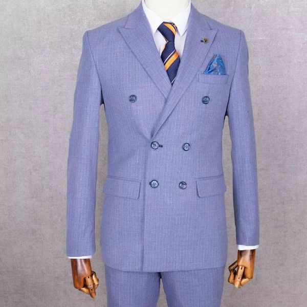 Abiti da uomo Abito da uomo da sposa Slim Fit Personalizzato Taglia grande Viola chiaro Doppio petto Abito elegante Costume da gentiluomo maschile 2 pezzi