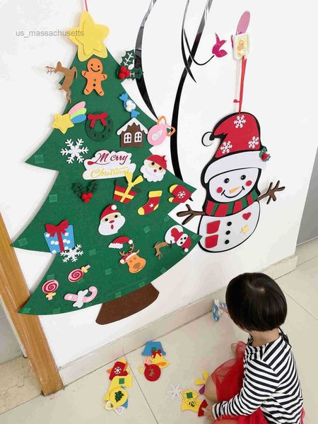 Giocattolo di Natale Giocattolo Montessori per bambini 32 pezzi Fai da te Feltro Albero di Natale Per i più piccoli Occupato Bordo Albero di Natale Regalo Per Ragazzo Ragazza Porta Parete Ornamenti Decorazioni L221110