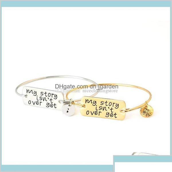 Bracciale La mia storia non è ancora finita Bracciale in oro Sier Salute mentale Consapevolezza Gioielli Braccialetti di moda per le donne Nimj6 F2Ep7 Drop Delive Otfl2