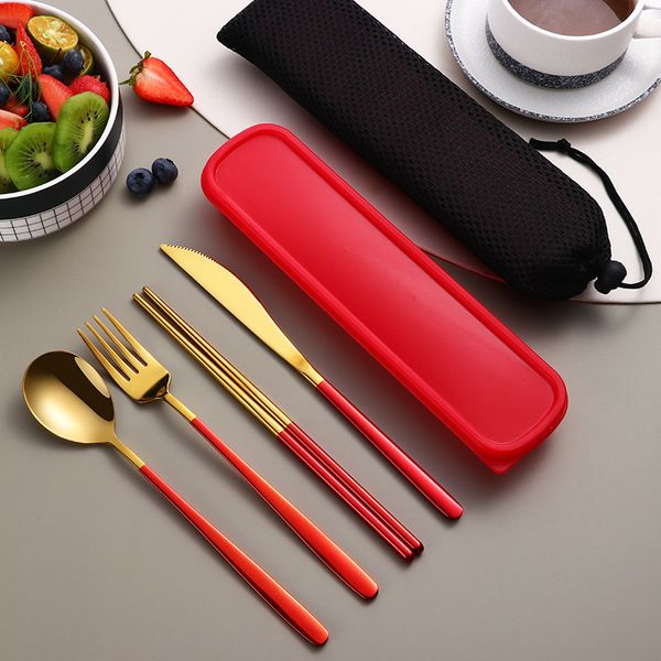 Conjuntos de talheres de aço inoxidável 4 PCs Spoons Forks Knifes utensils Conjuntos de utensílios de mesa Presentes de natal para famílias