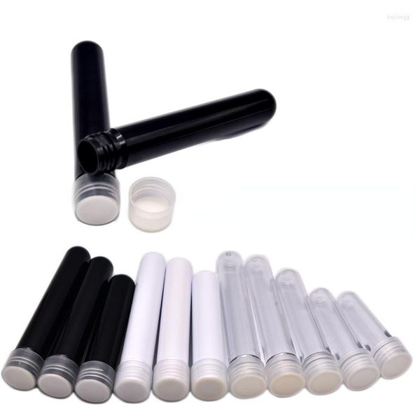 Garrafas de armazenamento 10pcs plástico transparente 30ml25ml20ml15ml10ml Black White Sub Packled Tubo Tube Jars para especiarias Candy Coffee Honey Bottle