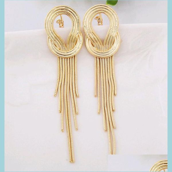 Ear manguito de orelha Brincos de brigas de franjas exageradas estilo estrela longa camadas de borla de cobra Chain Chain Korean Bridal Dinner Party Cu Dhvqk