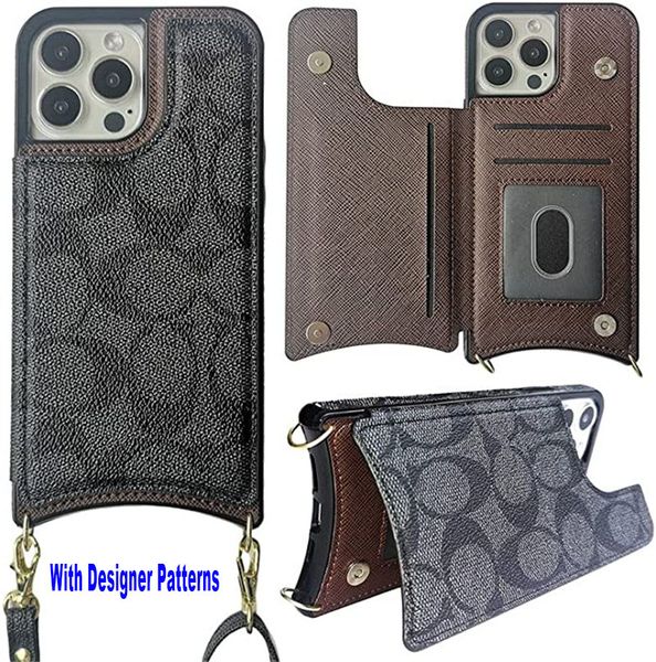 Luxuriöse Brieftaschen-Designer-Hüllen für iPhone 13 Pro Max 6,7 Zoll 14Plus 12 11 XR XS Damen Leder mit klassischem Muster, schützende Flip-Folio-Abdeckung mit Kreditkartenfach
