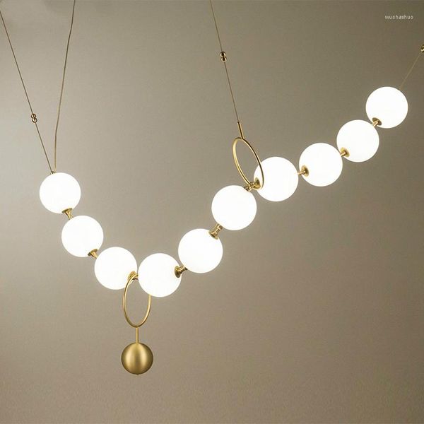 Candeliers Design Pearl Gold G9 LED CHANDELIER GLOBO DIY DIY Iluminação ajustável Villa Stairs