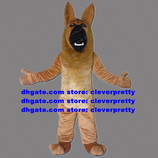 Traje de mascote de cães alemães marrons alemães Alsatian Wolfhound Wolomute Wolf Dog Hybrid Adult Caractery Business Cerimônia de negócios ZX41