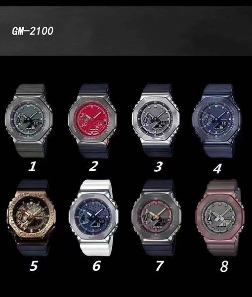 Relógio digital esportivo masculino de quartzo Iced Out Watch Mostrador de metal montado destacável LED display duplo GM Oak Series