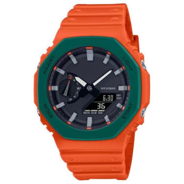 Relógio esportivo digital masculino Iced Out Watch lâmpada de elevação automática completa Carvalho conjunto removível ultrafino LED 8 cores à prova d'água hora mundial