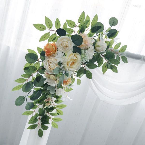 Dekorative Blumen 2pcs Hochzeitsbogen k￼nstlicher Arbor Blumenwandt￼r Arrangement f￼r Party Zeremonie Empfang Hintergrund Dekoration