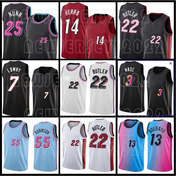 Jimmy 22 Butler Basketballtrikot Dwayne 3 Wade Tyler 14 Herro Kyle 7 Lowry 75th Anniversary Heats Dwyane Bam 13 Ado Duncan 55 Robinson