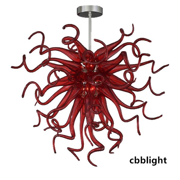 Lampadario in vetro soffiato al 100% a mano Lampade a sospensione Borosilicato Murano Style Glass Art Lucido LED rosso Illuminazione Lampadari in cristallo a spirale Apparecchi appesi LR682