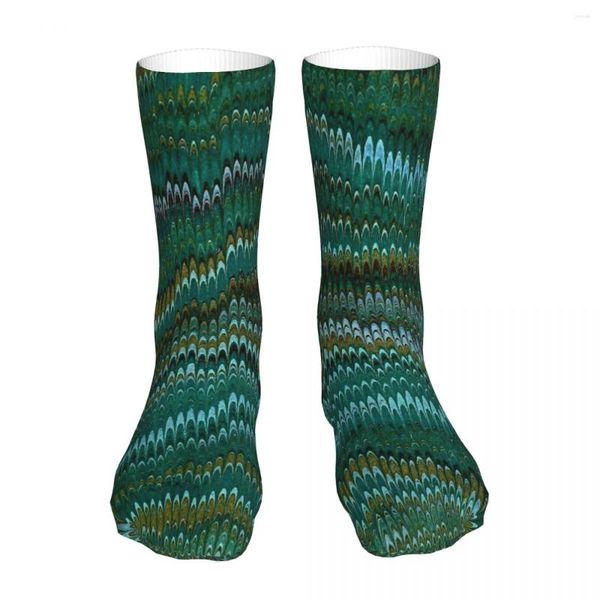 Herrensocken mit gekämmter Textur, Buchvorsatz, Seegrün, 1800er-Jahre, Marmor, Marmorierung, marmoriertes Design, Parttern-Socke, Herren- und Damenstrümpfe aus Polyester