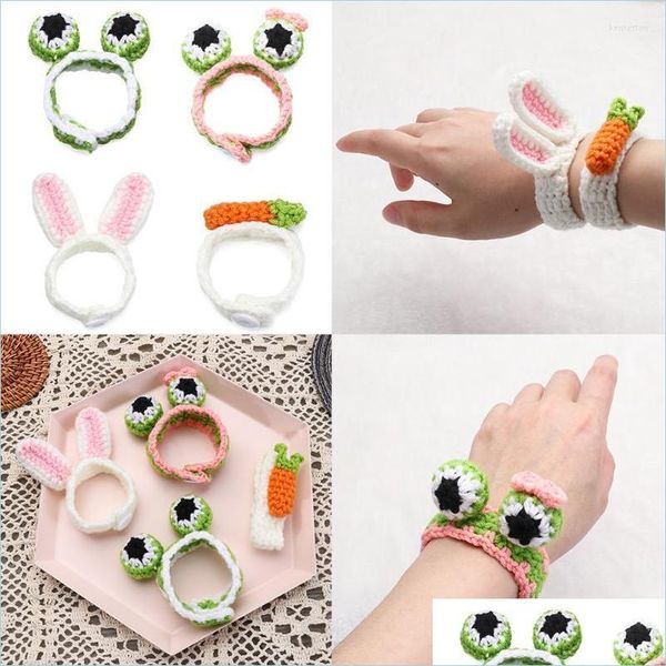 Braccialetti con ciondoli Braccialetti con ciondoli Ragazze Bambino Orecchio di carota Lana Maglia intrecciata Bracciale Simpatico animale Frogcharm Charmcharm Kent22 Drop Del Dhvjz