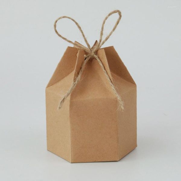 Embrulho de presente 10pcs kraft paper pacote de papelão caixa lanterna hexagon doce favor e presentes casamento de natal de natal dos namorados