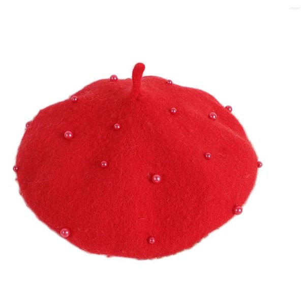 Cappelli Neonate Perle Berretti Berretti Bambini Simpatici Berretti Francesi Di Lana Berretto Piccola Principessa Festa Quotidiano Cappello 2-6 Anni