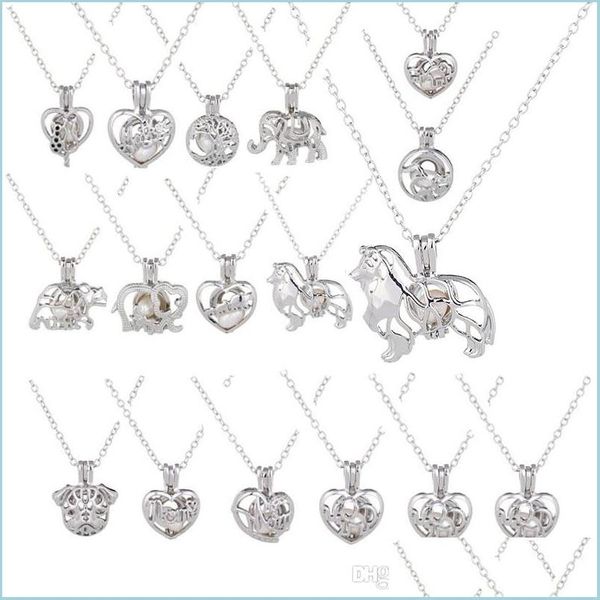 Altri set di gioielli Collana con ciondolo a gabbia Love Wish Perla d'acqua dolce naturale Collane con medaglione a cuore cavo Collane da donna Gioielli di moda Dhd46