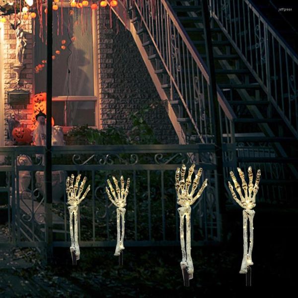 Pares Ghost Hand Light Festival Layout Prop Skeleton Ground Lights Decoração de festa de férias para a calçada do terraço da garagem do gramado
