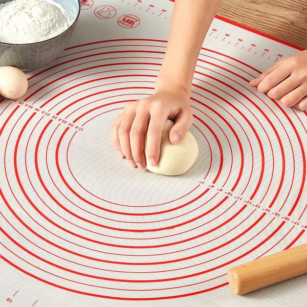 Utensili da forno Silicone per uso alimentare Cucina Impastare Tappetino per impasti Torta per biscotti Spessa antiaderente Accessori per pasticceria arrotolabile