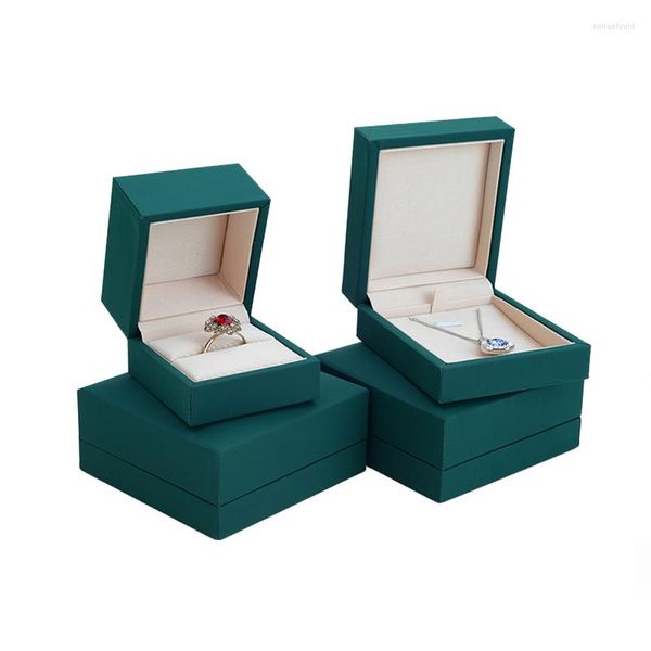 Ювелирные мешочки зеленая прямая коробка для свадебных украшений для кольца кольцо кольцо кольцо браслеты серьги Подарочная упаковка ящики для хранения