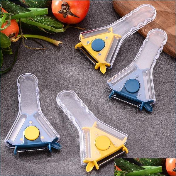 Utensili per frutta e verdura Frutta e verdura Pelapatate 3 in 1 Lame in acciaio inossidabile Grattugia creativa Cetriolo Carota Patata Gadget da cucina Dhj61