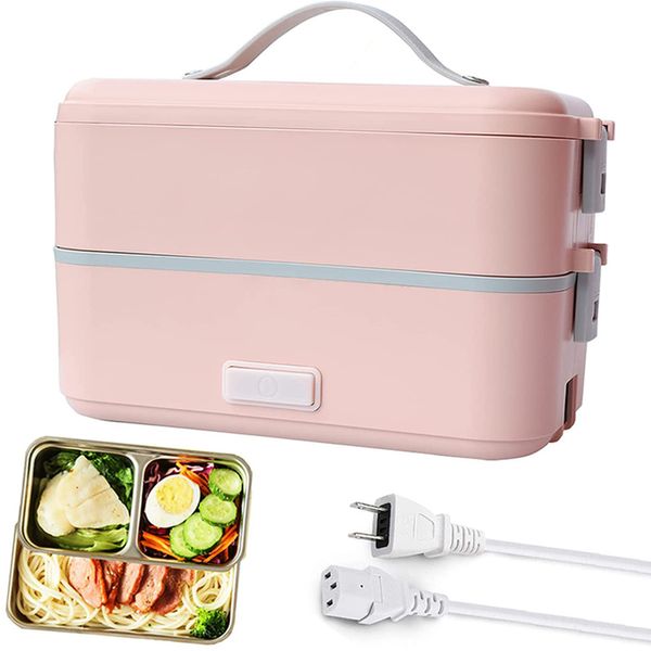 Teglie elettriche 2 in 1 Contenitore per il pranzo a doppio strato Contenitore per alimenti Contenitore per stoviglie per riscaldamento elettrico portatile Contenitore per riso Bento Box 221110