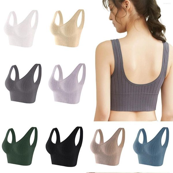 CAMISOLS TANKS Moda Feminina Feminina BRA TANK CRUPTA TOP BASTHING Brassiere Casual Solid Colors sem mangas sem costura