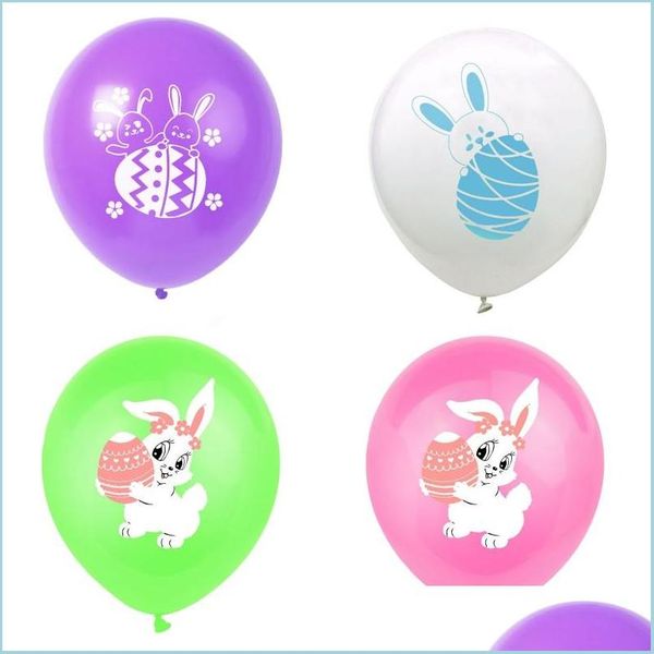 Outros suprimentos de festa de evento 12 polegadas Balões de Páscoa Latex Rabbit Egg Impresso Kids Bunny Party Balloon Supplies Adorável decoração DHF4i