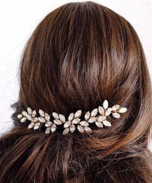 Kopfschmuck Strasssteine Hochzeit Haarschmuck Silber Gold Braut Kopfschmuck Tragen Kamm Fascinator Hut Für Frauen Ornamente