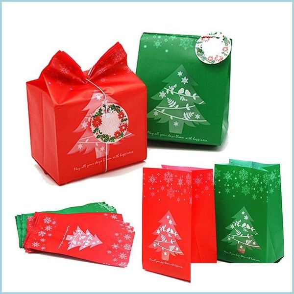 Confezioni regalo Sacchetti regalo di Natale Caramelle natalizie Borsa per biscotti Bomboniere glassate Rosso Verde Avvolgere Drop Delivery Giardino domestico Forniture per feste festive Ev Dhrsm