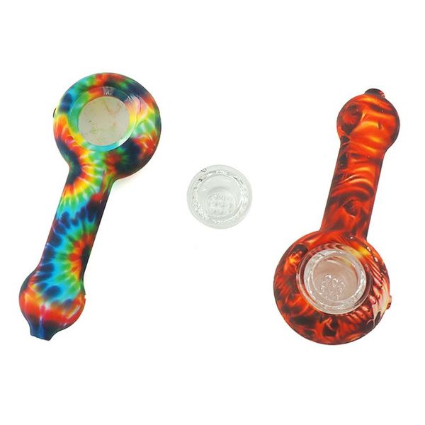 Acessório de fumaça Cachimbos de mão de tabaco de silicone Bubbler colorido 108 mm Cachimbo de água Cachimbo de água bongo para fumar caneta shisha vape descartável MOQ 1 peça