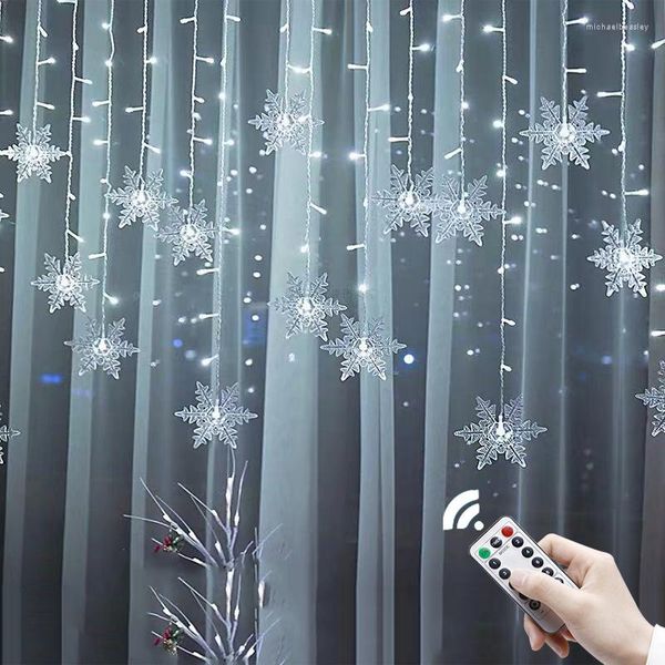 Saiten LED Weihnachtsbeleuchtung Outdoor Schneeflocke String Fairy Dekoration für Vorhang Party Urlaub Hochzeit Girlande Jahr Dekor