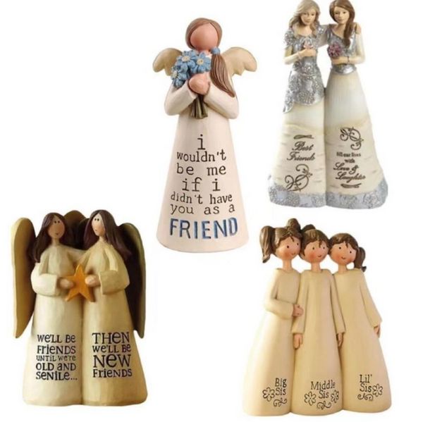 Decorações de Natal Party Favor Favor Friendship Sculpture Friend Friend Angel Figure Resina Artefact Place Tabela Ornamento P1111