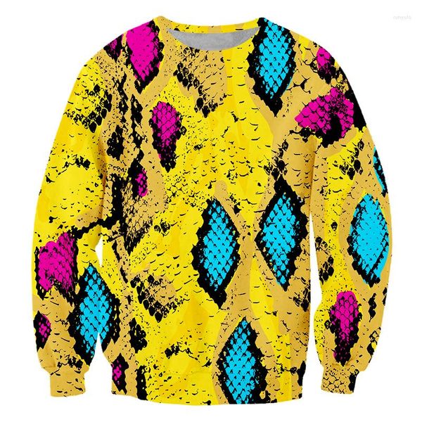 Felpe con cappuccio da uomo LCFA Youth Men Cows Maglioni 2022 Pullover Mens O-Collo Colorful Snake Skin Fashions Maglione Donna Casual Harajuku Abbigliamento 4XL