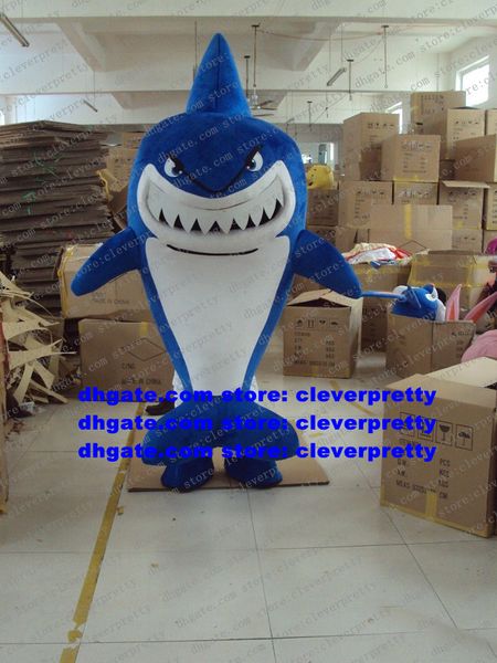 Blue Shark Maskot Kostümü Yetişkin Karikatür Karakter Kıyafet Takımında Dünya Fuar İşletme ZX1345