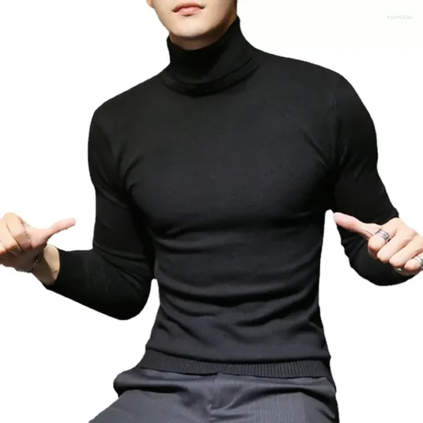 Men's Sweaters 2022 Men's Turtleneck Sexy Knitted Pullovers Men Solid Color Casual Male Black Sweater Autumn Knitwear Top
