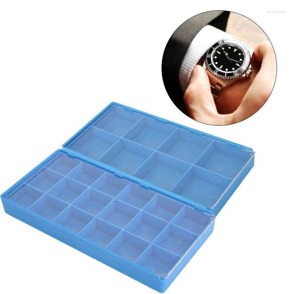 Uhr Reparatur Kits 8/18 Grids Kunststoff Teile Lagerung Box Organizer Werkzeug Display Container Fach Halter Mit Deckel Für Uhrmacher