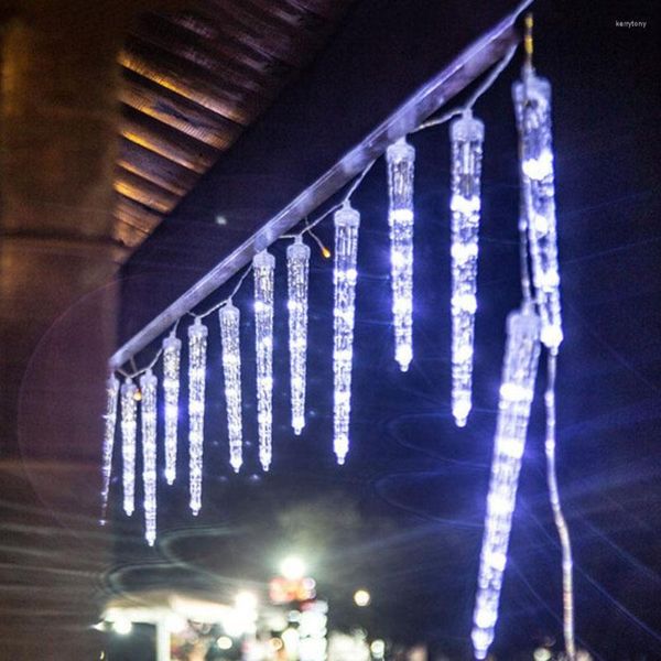 Saiten Weihnachten Eiszapfen Lichter 20 Röhren Anschließbare Kristall Eis String Meteorschauer Regen Licht Für Traufe Fenster Urlaub Im Freien