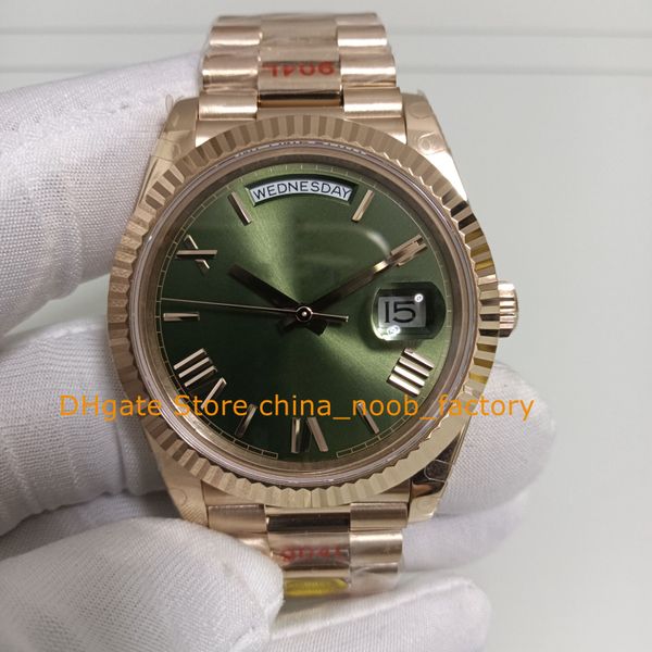 16 estilo relógio masculino 40mm sólido 18k Everose Gold Green Green Dial Sapphire Glass 904L Aço cal.3255 Movimento automático Mechanical V12 Relógios Wristwatches