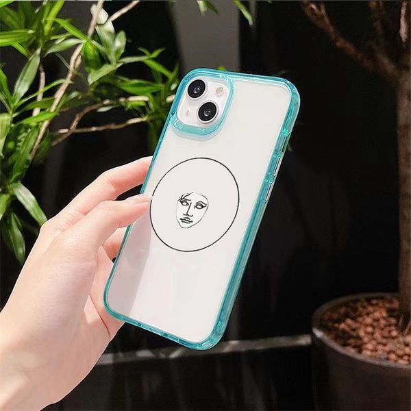 Designer Custodie per telefoni Luxury Face Pattern Case Moda Trasparenza Custodia in silicone V Cover per IPhone 13 Pro Max 12 11 XS XR 4 Color Nuovo