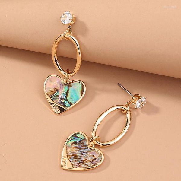 Orecchini pendenti CONCHIGLIA Abalone Boho Cuore fatto a mano Eardrop per le donne Orecchino femminile con gioielli per la festa nuziale a goccia lunga