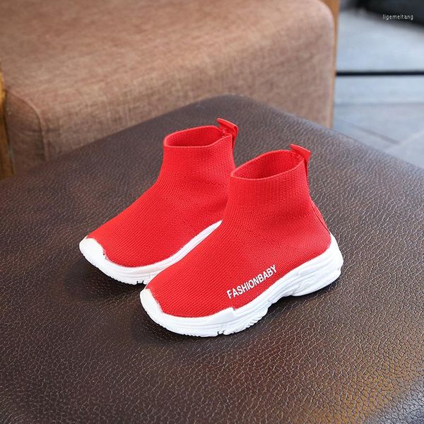 Sapatos atléticos Autumn Kids Sneakers Infronos Casual Slip-On Socks respirável não deslizamento 2023 Boots meninos Meninas Esporte