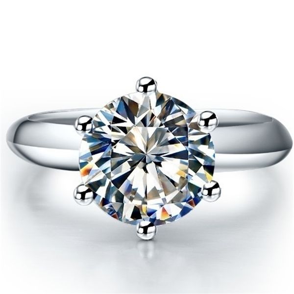 Solitaire Ring 2 Gerçek Nişan Saf 14K Beyaz Altın Promise Evlilik Yıldönümü Günü Takı 221109