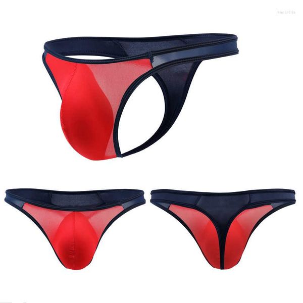 Cuecas masculinas Sexy Briefs Mini tangas de biquíni Strings transparentes Lingerie de roupas de seda gelo