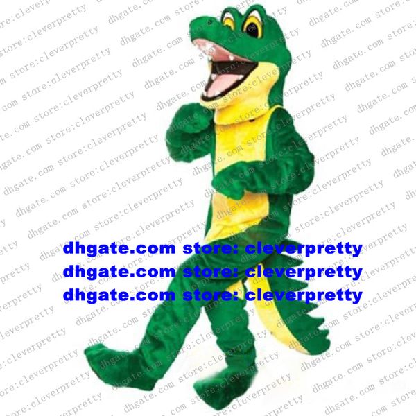 Traje de jacaré de crocodilo verde mascote figurino adulto desenho animado traje de roupa de performance artes bem -vindo o porteiro zx1011