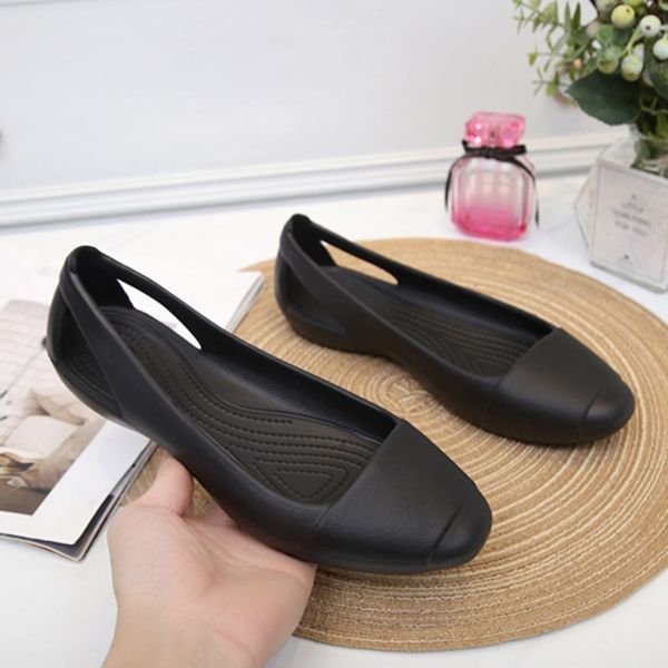 Sapatos sociais de verão feminino sandálias de plástico sapatos baixos para mulheres meninas senhoras mule tamancos chinelos deslizamento em preto jardim tamancos Immortal Anna W8 221111