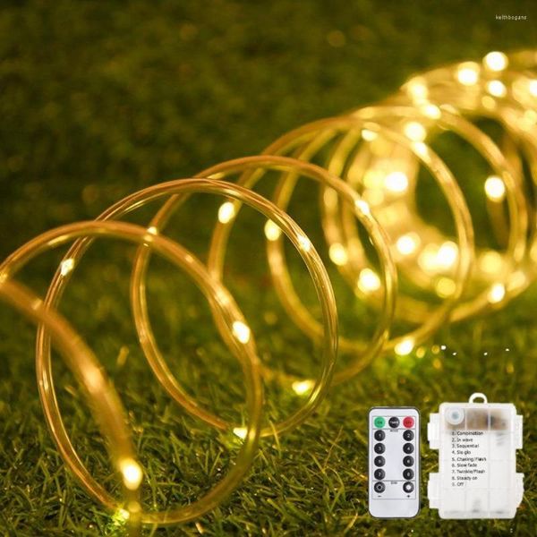 Saiten Weihnachtsdekoration Röhrenlichter Batteriebetriebene Girlande mit Fernbedienung 10M 15M für das Jahr Zuhause Schlafzimmer Outdoor Garten Dekore