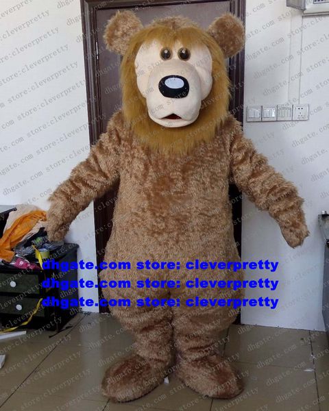 Trajes de mascote de urso marrom de peles compridas urso ursus arctos de desenho animado de desenhos animados advocacia de negócios mantêm como lembrança zx1861