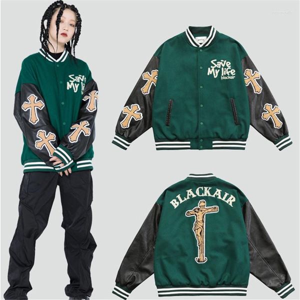 Erkek Ceketler Unisex Büyük Boy Hip Hop Varsity Beyzbol Ceketi Kürklü Nakışla Hi Street Yün Letterman Palto Dış Giyim Çiftler