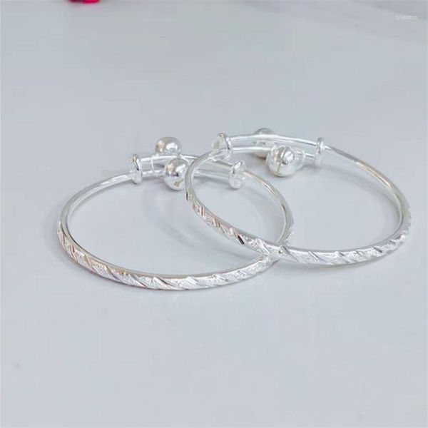 Bangle kinderen Sieraden Plated Meteor Embossing Met Bells Charms Verstelbare Armbanden Armbanden Voor Baby Peuter Kids Meisjes