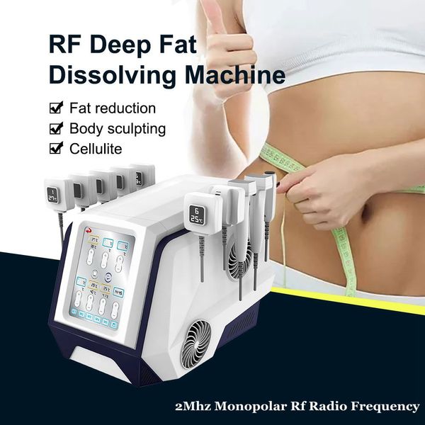 Profesyonel Zayıflama Makinesi 2MHz Monopolar RF Radyo Frekansı Taşınabilir 10 Tutamak Vücut Heykel Çözme Yağ Kaybı Cihazı Yüz Kaldırma Ekipmanı